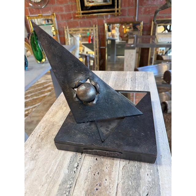 Dark Gray Abstract Metal Sculpture by Di Lorenzo For Sale - Image 8 of 15