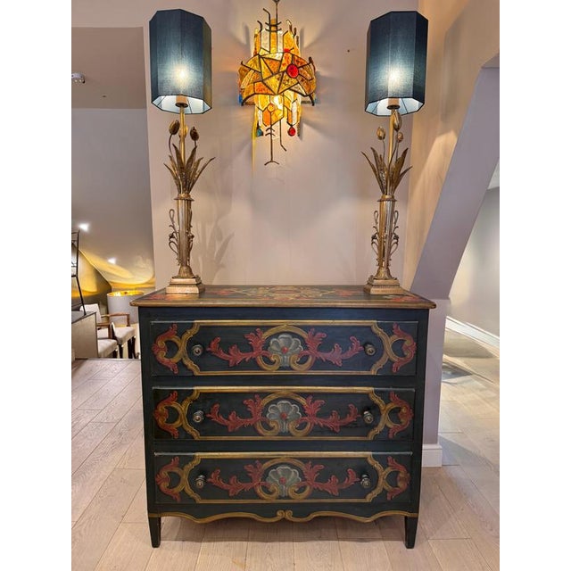 Green Antique Tuscan Painted with Parcel Gilt Three Drawers Commode For Sale - Image 8 of 18