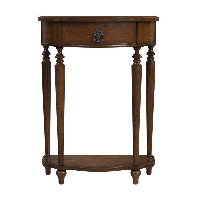 Traditional Ashby Demilune Console Table with Storage, Antique Cherry For Sale - Image 3 of 4