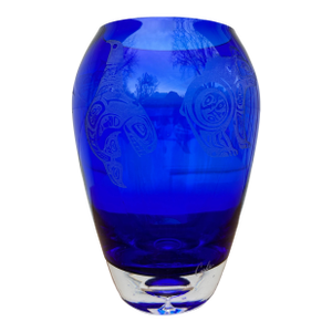Late 20th Century Perry Coyle Etched Glass Vase