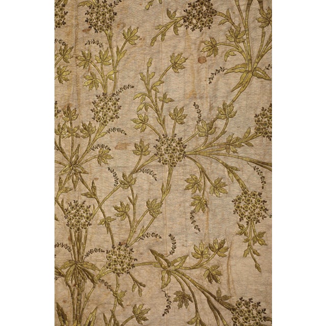 Vintage Embroidered Botanical Textile Panel With Metallic Thread For Sale In New York - Image 6 of 14