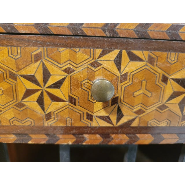 Antique Japanese Parquetry Inlaid Wood Tansu Cabinet Yosegi Zaiku MarquetryJapanese Marquetry For Sale In Milwaukee - Image 6 of 11