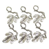 Vintage Italian Handmade Vine Leaf Shaped Silver Table Place Holder, Arezzo, Italy, 1980s, Set of 6 For Sale