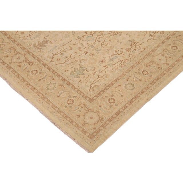 Floral Beige/Tan Wool Rug - 9'0'' X 12'1'' For Sale - Image 4 of 10