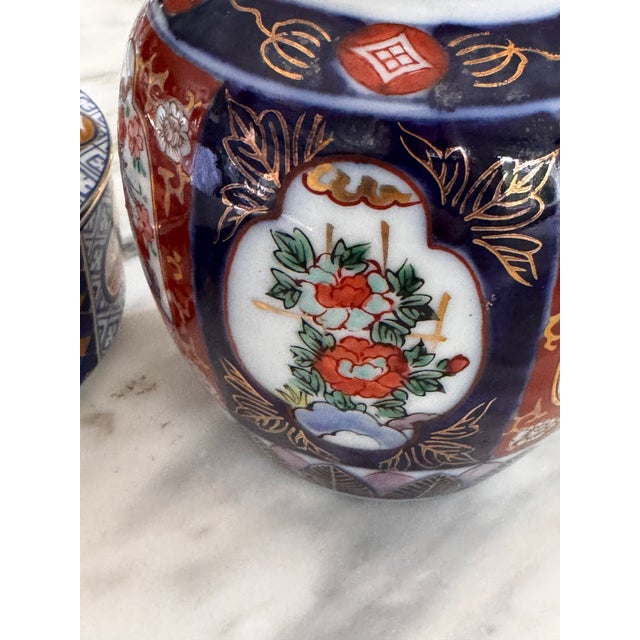 Vintage Japanese Imari Fine Porcelain Ginger Jar Set - 2 Pieces For Sale In Seattle - Image 6 of 18
