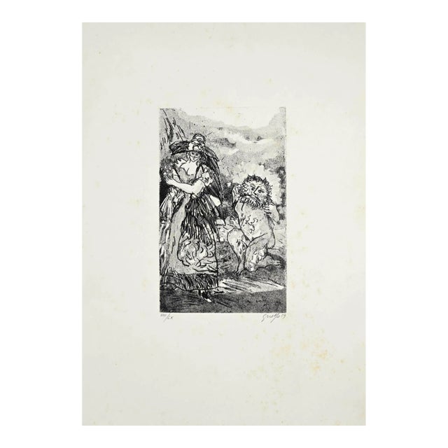 Guelfo Bianchini, True and False Masks, Etching, 1959 For Sale