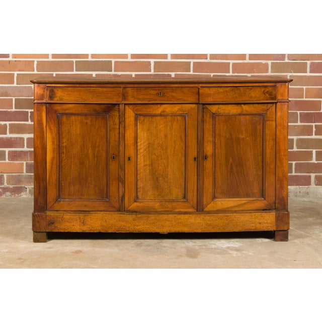 19th Century French 19th Century Walnut Enfilade with Three Drawers over Three Doors For Sale - Image 5 of 12