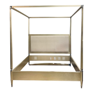 Jonathan Charles Modern Champagne Silver Wood Toulouse Canopy King Bed Frame