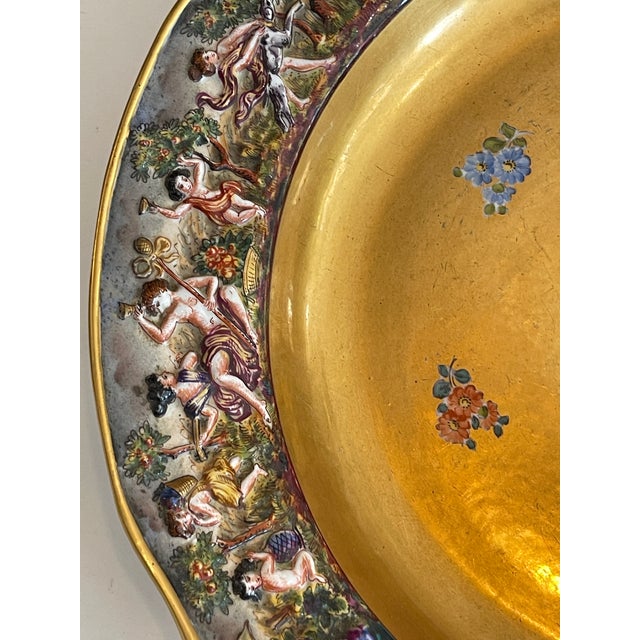 Antique Ernst Bohne Söhne Capodimonte-Style Armorial Porcelain Charger 14" For Sale - Image 13 of 16