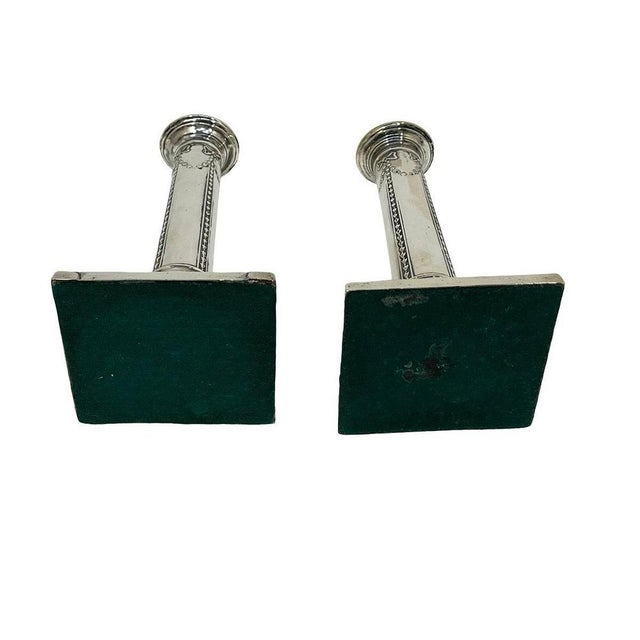 Silver English Silver Candlesticks attributed to Thomas Bradbury, 1904, Set of 2 For Sale - Image 8 of 9