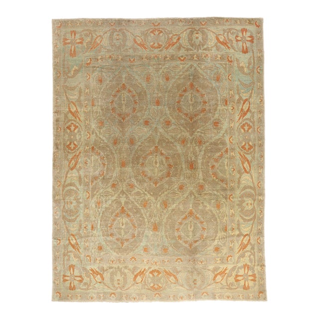 Vintage Modern Turkish Oushak Rug - 09'11 X 13'02 For Sale