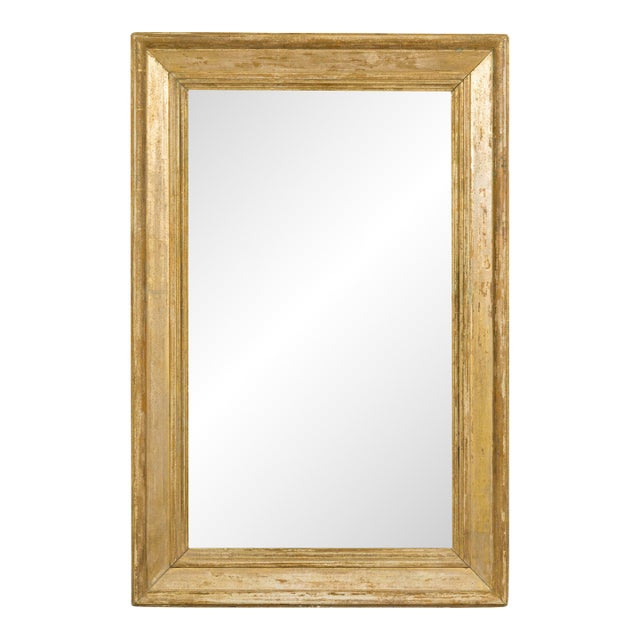 19th Century French Painted Wood Rectangular Mirror with Rustic Character For Sale