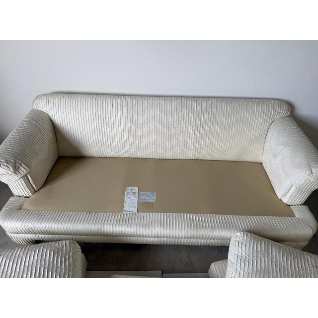 Vintage Century Furniture White Textured Fabric Three-Seater Sofa For Sale - Image 14 of 18
