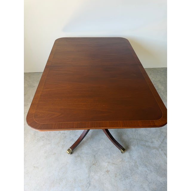 1980s Vintage Baker Furniture Georgian Style Double Pedestal Extension Dining Table For Sale - Image 5 of 18
