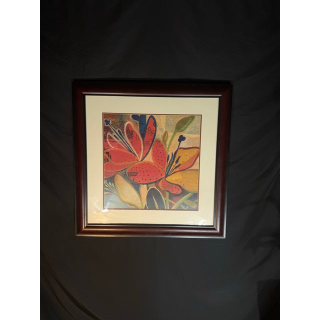 2000 - 2009 Large Framed Colorful Floral Abstract Wall Art For Sale - Image 5 of 9