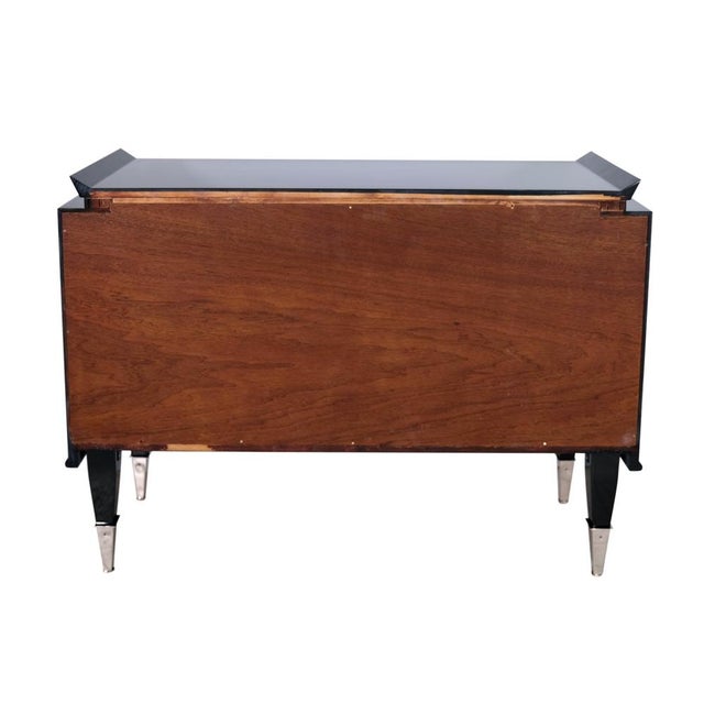 1940s Art Deco Sideboard in Black High-Gloss Lacquer with Chrome Sabots and Chrome Fittings, 1940s For Sale - Image 5 of 9