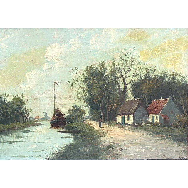 Beautiful, 19th century Dutch landscape oil painting. Signed in the lower right corner, "D. UBAS" or "DUBAS." I cannot...