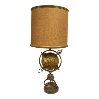 Vintage Bronze Armillary Sphere Table Lamp For Sale