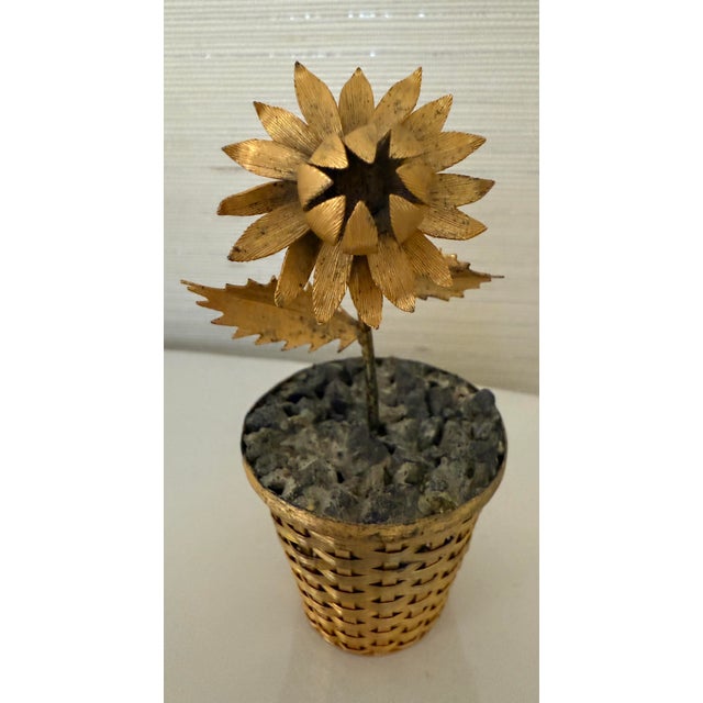 Mid 20th Century Gilt Sterling Potted Peony Flower Attributed to Janna Thomas for Tiffany & Co For Sale - Image 5 of 9