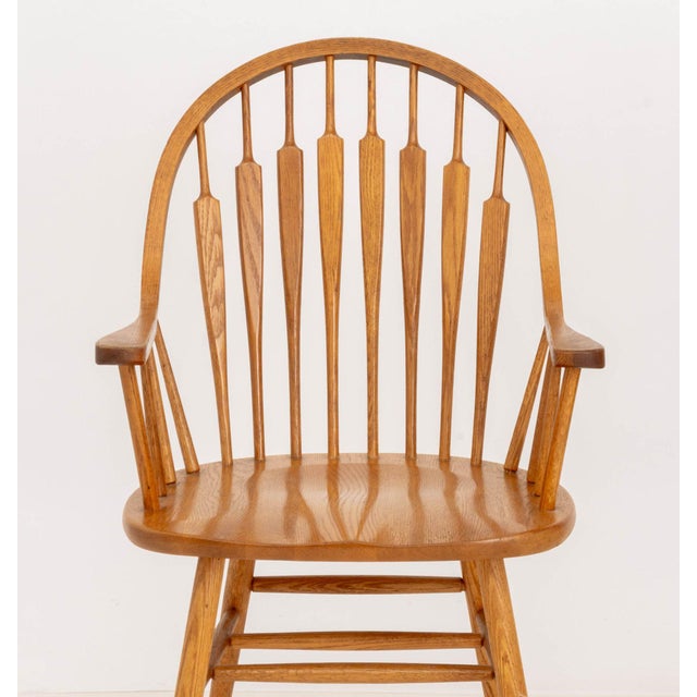 Contemporary Pair of Contemporary Oak Windsor Side Chairs For Sale - Image 3 of 7
