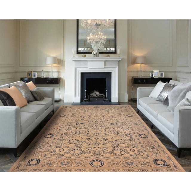 "Enhance the ambiance of your home with this magnificent Persian-influenced Turkish hand-knotted rug made by skilled...