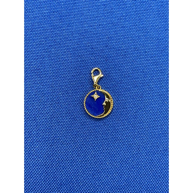 Early 21st Century Diamond Lunar Moon Celestial Star Sky Gold Blue Lapis Lazuli Medallion Pendant For Sale - Image 5 of 18