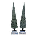John Rosselli Antiques Style Hand Forged Steel Topiaries in Chinoiserie Planters a Pair For Sale