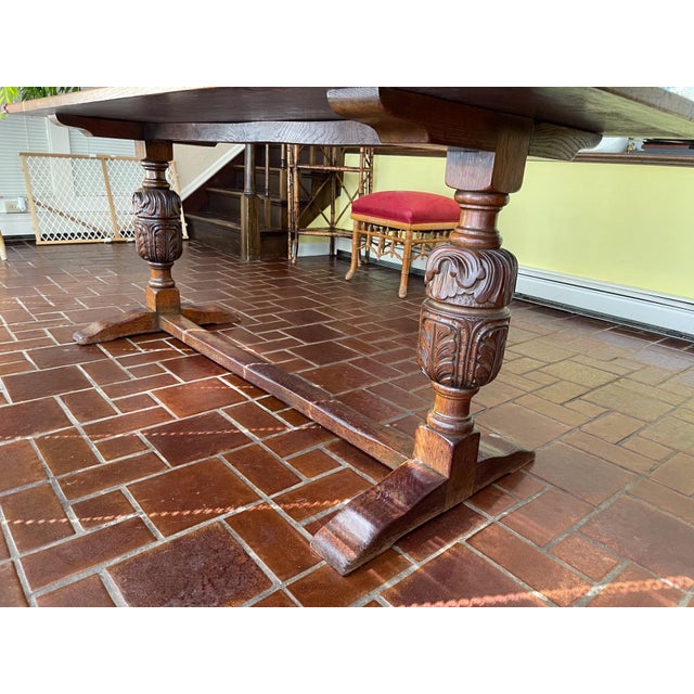 Early 20th Century Early 20th Century Oak English Oak Refectory Dining Table For Sale - Image 5 of 13