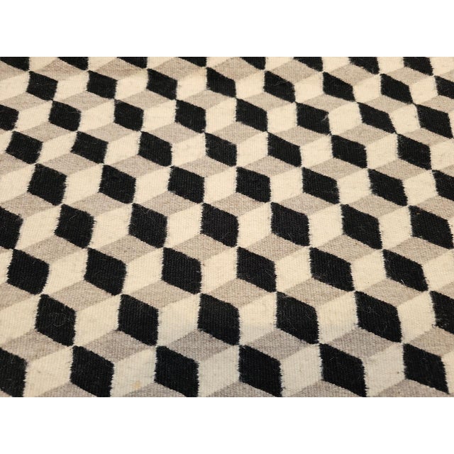 Gray Vintage Native American Navajo Rug, Handwoven Wool, Allover Tumbling Block Pattern, 3x5 For Sale - Image 8 of 13