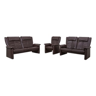 Leather 2-Seater Sofas and Armchair in Leather from Erpo Milano, Set of 3 For Sale