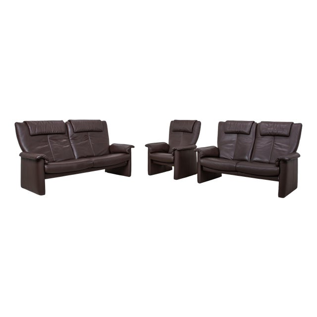 Leather 2-Seater Sofas and Armchair in Leather from Erpo Milano, Set of 3 For Sale