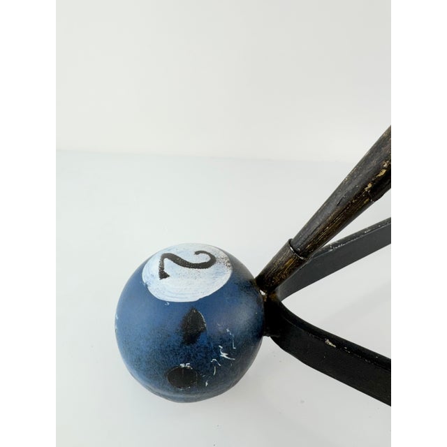 Vintage Billiard Ball Tripod Glass Top Accent Table For Sale - Image 4 of 11