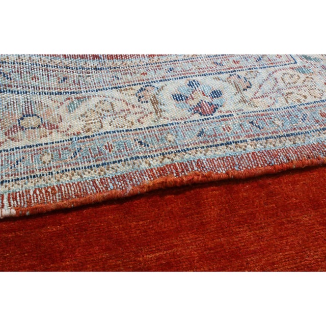 Textile Vintage Mahal Red and Beige Wool Persian Runner With Open Field by Rug & Kilim For Sale - Image 7 of 7
