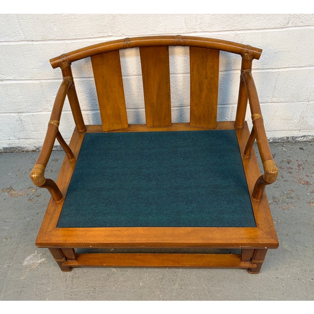 Vintage Bamboo Lounge Chair With Ottoman For Sale - Image 11 of 14