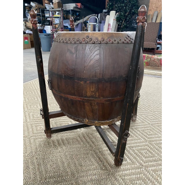 Mid 19th Century Antique Chinese Drum With Stand For Sale - Image 9 of 13