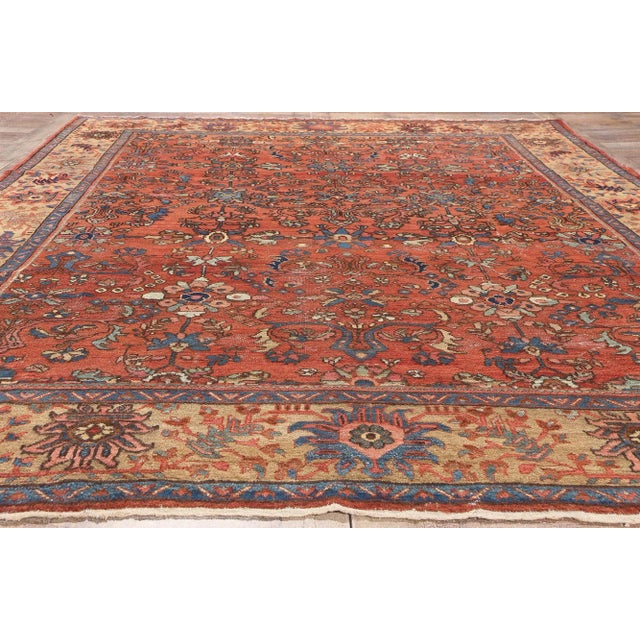 Brick Red Rustic Antique Persian Mahal Rug - 08'01 X 10'06 For Sale - Image 8 of 10
