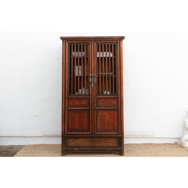 Tall Antique Chinese Lattice Noodle Cabinet For Sale - Image 4 of 14
