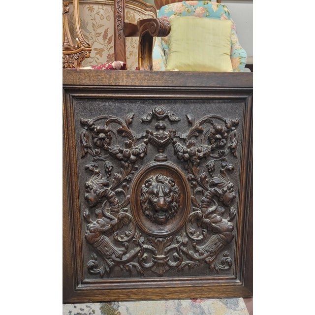Pair Antique Ornately Carved Lion Panels For Sale - Image 13 of 13
