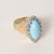 Victorian Vintage Italian 18k Gold Turquoise Cabochon and Diamond Navette Ring, Size 7.75 For Sale - Image 3 of 7