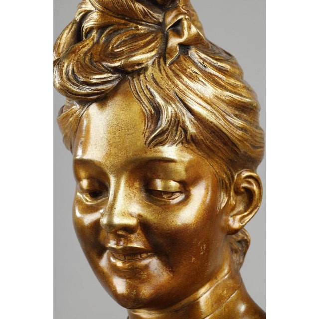 Belle-Epoque Bust of a Young Woman attributed to Victor Léopold Bruyneel, 1900 For Sale - Image 16 of 18
