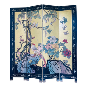 Antique Chinese Gold Floor Screen With Phoenix for Prosperity