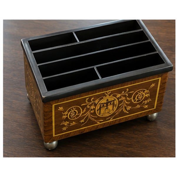 Metal Vintage Lacquered Marquetry Executive Desk Organizer Set, 2 Pieces For Sale - Image 7 of 7