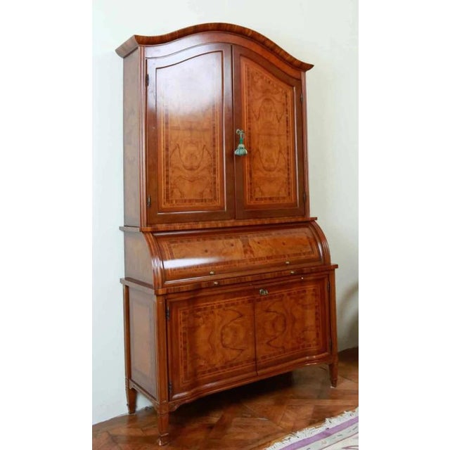 Inlaid Secretary with Bookcase and Writing Desk For Sale - Image 14 of 15