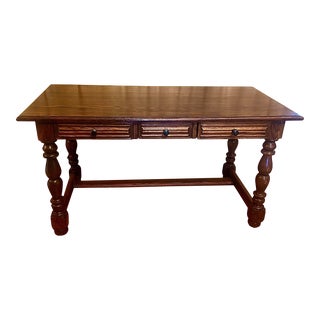 Antique English Oak Carved Writing Desk For Sale