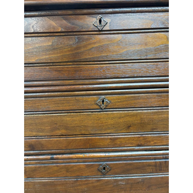 Antique Victorian Eastlake Walnut Dresser With Swivel Mirror and Marble Inlay For Sale - Image 12 of 14
