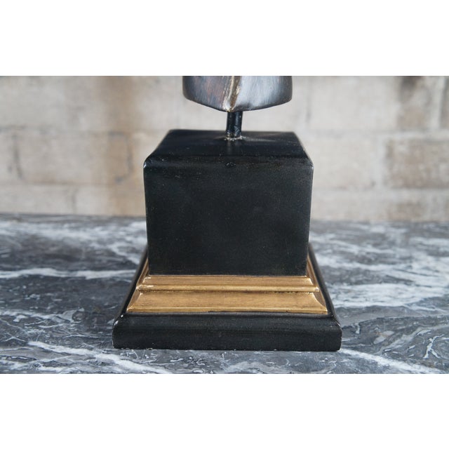 Mid 20th Century Mid 20th Century Faux Kudu African Antler Horn Sculpture on Stand For Sale - Image 5 of 9