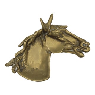 Mid-Century Modern English Equestrian Sculptural Horse Head Brass Ashtray or Dish For Sale