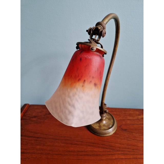 1920s Art Deco Bronze Desk Lamp with Glass Shade by Charles Schneider, 1920s For Sale - Image 5 of 18