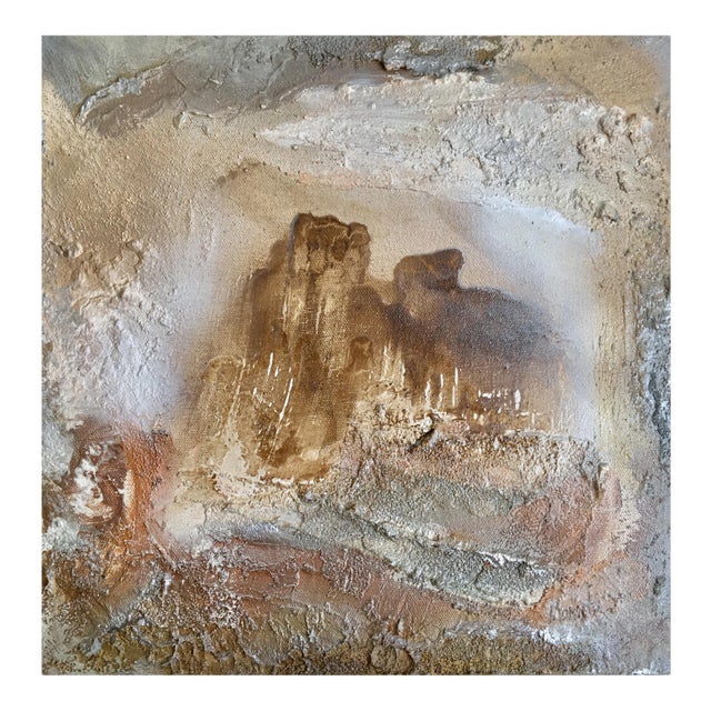 "Portal (#7 in Series)" Original Abstract Modern Neutral Art Metallic Landscape Painting For Sale