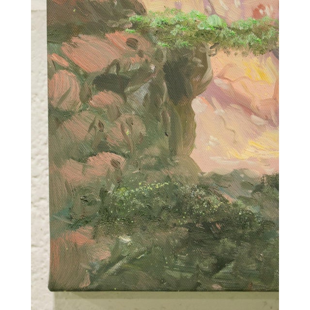 Textile Moody Vintage Oil Painting For Sale - Image 7 of 7